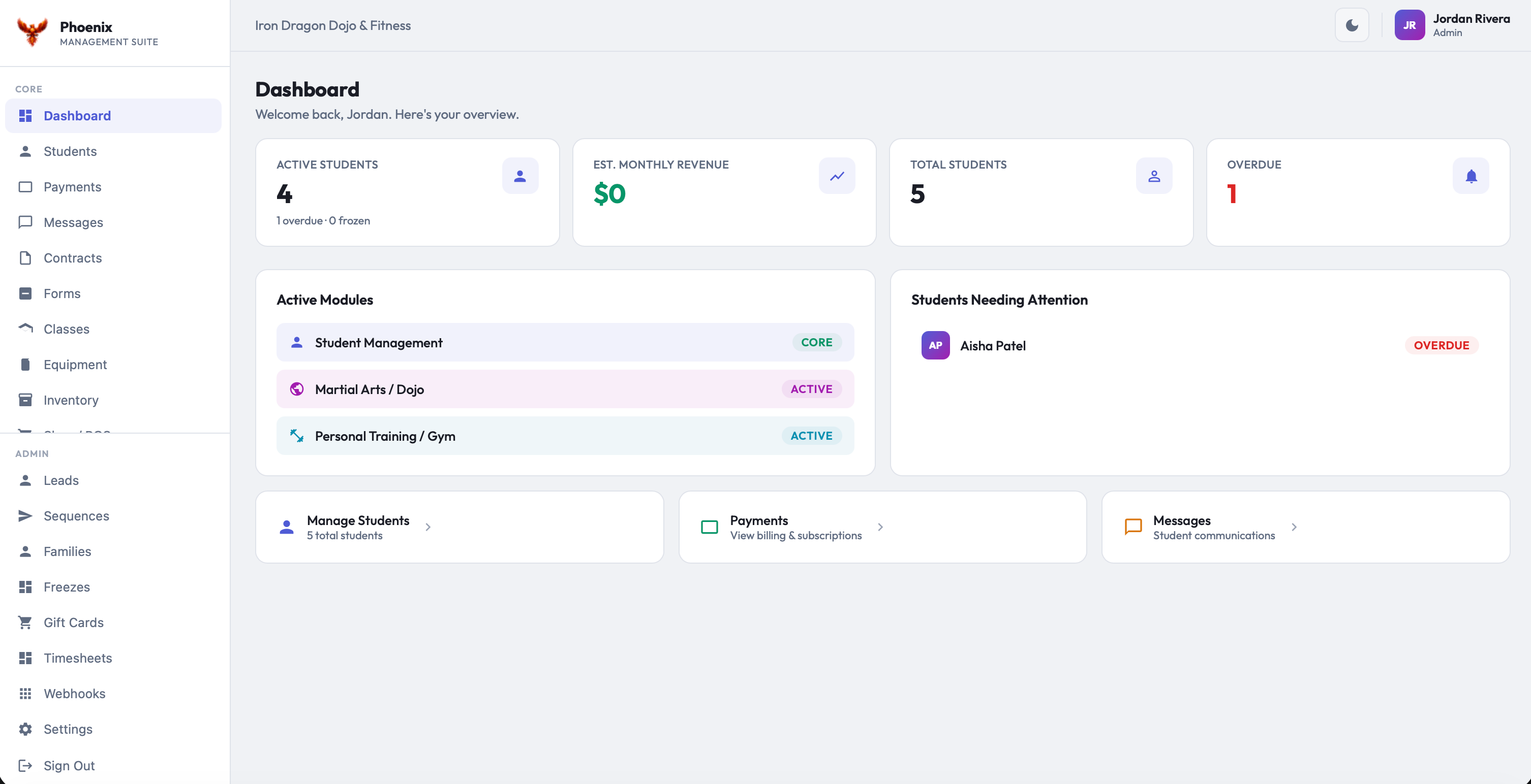 Phoenix Suite Dashboard
